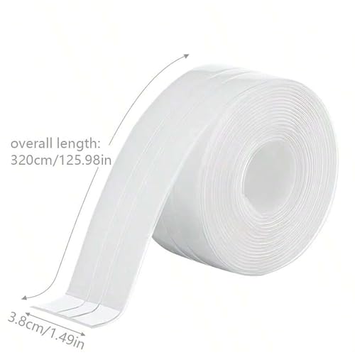 1 Roll Caulk Tape Self Adhesive Waterproof, Transparent Kitchen and Wall Sealing Tape, Bathroom Sealant Strip for Toilet, Bath Tub, Sink, Shower (Clear,1.5" x10.5Ft) - color: Clear
