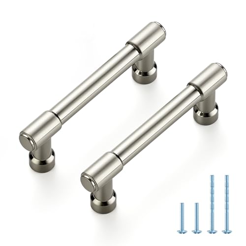 JOY DECOR 2 Pack 3 Inch Brushed Nickel Cabinet Handles Modern Dresser Drawer Pulls Kitchen Cabinet Hardware for Cupboard Door Handles - color: Brushed Nickel, size: 3 In Hole Center