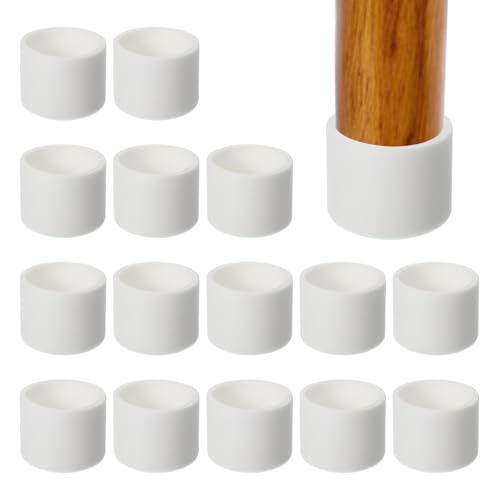 PATIKIL Round Rubber Chair Leg Caps Tips 1-3/8", 16 Pcs Plastic Furniture Leg Floor Protectors No Scratches No Noise for Chair Leg Protect Hardwood Floor, White - color: White, size: 3/8"
