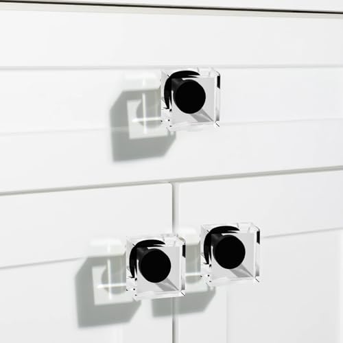 Black Matte Kitchen Cabinet Drawer Knobs 4 Crystal Brushed Cabinets Pulls Knob, Solid Base Closet Cupboard Dresser Drawers Hardware Handles, Golden Bathroom Bedroom Pull Single Hole Satin Brass Knobs - color: Black-4 pack, size: Square