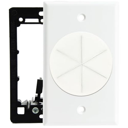DIYTECH Grommet Wall Plate – Cable Pass Through Plate for In-Wall Cable Management, Wire Concealment for TV, HDMI, Ethernet, Speaker, and Home Theater Systems - White (White) - color: White