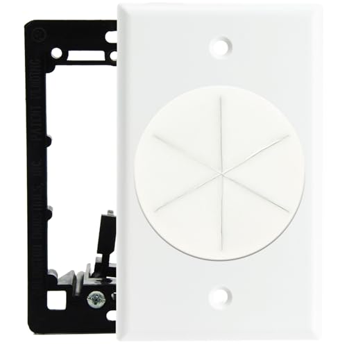 DIYTECH Grommet Wall Plate – Cable Pass Through Plate for In-Wall Cable Management, Wire Concealment for TV, HDMI, Ethernet, Speaker, and Home Theater Systems - White (White) - color: White