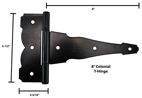 Shed Windows and More Single Door Hardware Kit Colonial (8" Hinge), T Handle and Screws - size: 8 Inch