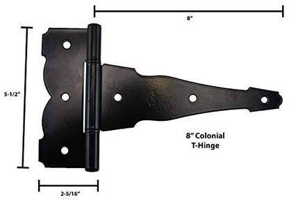 Shed Windows and More Single Door Hardware Kit Colonial (8" Hinge), T Handle and Screws - size: 8 Inch