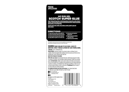 Scotch Super Glue Gel, .07 oz, 2-Pack, Dries Quickly with a Permanent Hold (AD112)