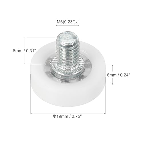 PATIKIL 19mm Drawer Rollers, 6 Pack Plastic Drawer Pulley Replacement Wheels Bearing Small Pulley with Nuts - size: 19mm