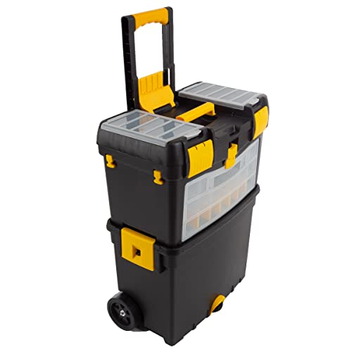 Rolling Tool Box with Wheels, Foldable Comfort Handle, and Removable Top – Toolbox Organizers and Storage by Stalwart