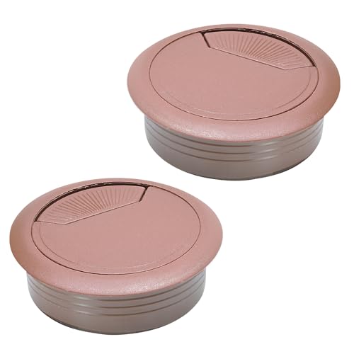 Desk Grommet 2-1/16" (53 mm), Desk Cord Hole Cover, Cable Grommet ABS Plastic, Desk Hole Grommet for Office and Home Table Cable, Detachable Adjustable Cable Cord Organizer (Reddish Brown 2 Pcs) - size: 2-1/16" (53 mm), style: 2 pcs Reddish Brown