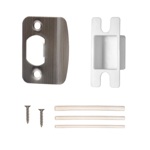 Door Strike Plate for Interior Doors, Antique Pewter Security Reinforcement Adjustable Plate, Standard Repair Kit, 1 Pack - color: Antique Pewter, size: 1 Pack