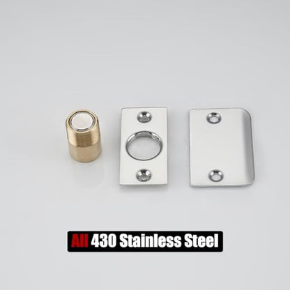 JQK Closet Magnetic Door Ball Catch Hardware, 430 Stainless Steel Catch Adjustable with Strike Plate, Polished Steel Finish 4 Pack, HBC120-BN-P4 - color: Chrome, size: Magnetic 4 Pack