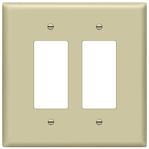 ENERLITES Double Decorator Switch Cover, Two Gang Outlet Wall Plate, Gloss Finish, Oversized 2-Gang 5.50" x 5.50", Unbreakable Polycarbonate Thermoplastic, UL Listed, 8832O-I, Ivory - color: Ivory, size: Oversize
