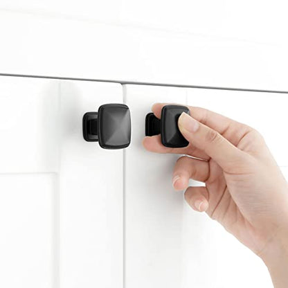 Matte Black Cabinet Knobs Black Drawer Knobs, 10 Pack 1-1/4 Inch, 1990 Square Single Hole Cabinet Pulls for Kitchen Cabinets Drawers Bedroom Dresser Cupboard Bathroom Vanity - color: Matte Black, size: 1-1/4 Inches, style: 10 Pack Square Knob