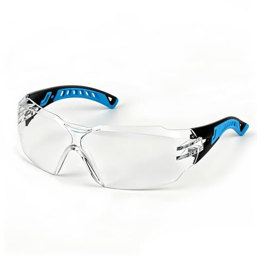 Safety Glasses Anti Fog UV400 Lightweight Rubber Temple Goggles,Eye Protection Glasses for Men & Women - color: Blue