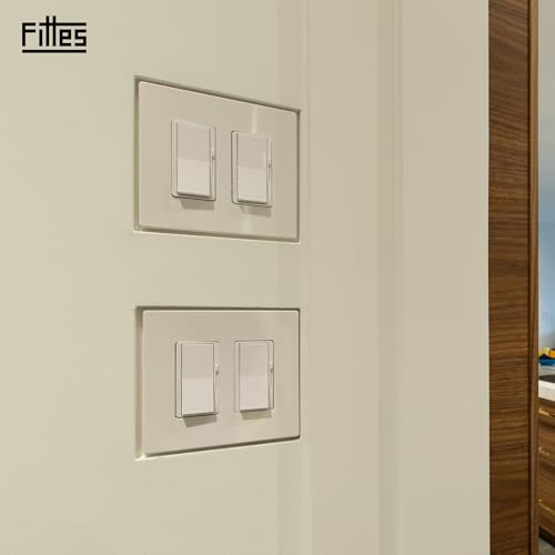 Fittes Modern Flush Wall Outlet Switch Receptacle Mount, 2 Gang, Customizable, ABS Lite, White, 5 Pack - size: 2 Gang, style: 5 Pack