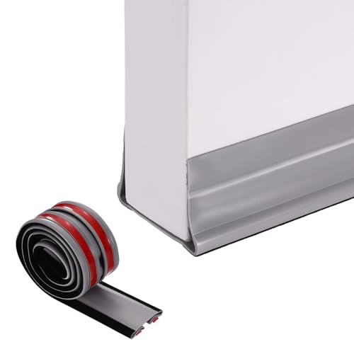 PATIKIL 36.6 Inch Under Door Draft Stopper, PVC Self-Adhesive Folding Door Draught Excluder Noise Blocker Gap Stoppers Fit for 1.38"-2.17" Thickness Interior Exterior Doors, Gray - color: Gray