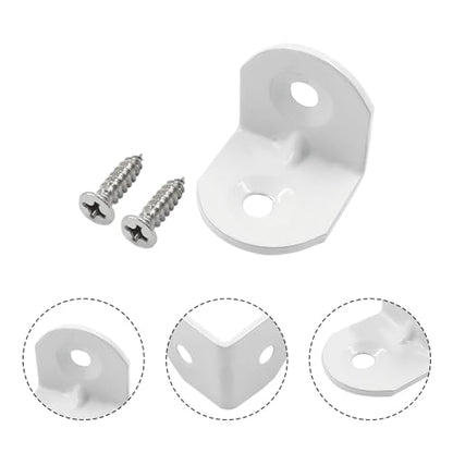 40 Pcs White Corner Brace L Bracket, 0.75 x 0.75 x 0.73”/ 20 x 20 x 18.5mm Iron Right Angle Brackets, Metal Joint Right Angle Bracket for Tables, Furniture, Shelves with Screws - style: 0.75" - 20mm