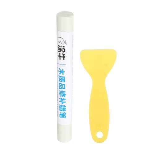 HARFINGTON Wood Filler Sticks Wood Furniture Scratch Repair Filler Sticks Furniture Touch Up Markers with Yellow Scraper for Wood Holes Wood Floor Table Door Cabinet, Pure White - color: Pure White