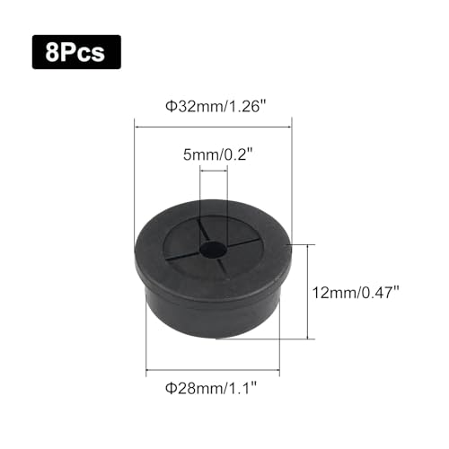 1-1/8 Inch Cable Grommet (28mm)– 8 Pcs Flexible Rubber Cord Hole Caps for Audio Racks, Entertainment Center, Multi-Cable Routing (Black) - size: 8pcs 1-1/8"(28mm)