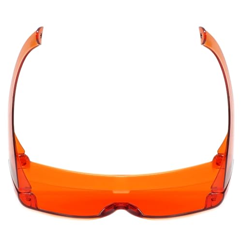 Calabria 3000 Fitover Safety Glasses with Uni-Lens – [Dark Orange Red] Wrap Around Eye Protection | Anti-Fog Scratch Resistant | Protective Eyewear - color: Dark Orange Red