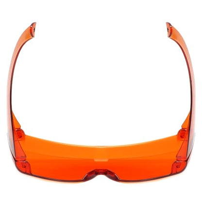 Calabria 3000 Fitover Safety Glasses with Uni-Lens – [Dark Orange Red] Wrap Around Eye Protection | Anti-Fog Scratch Resistant | Protective Eyewear - color: Dark Orange Red