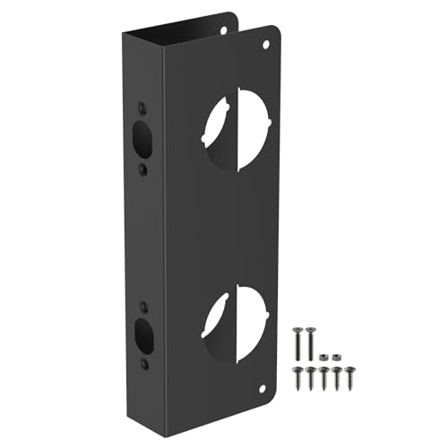 Black U 10539 Stainless Steel Lock and Door Reinforcement Plate for 1-3/4 in Thick Doors, Stainless Steel Finish for Reinforcing and Repairing Doors - 1 Pack - color: Black, size: 1 Pack