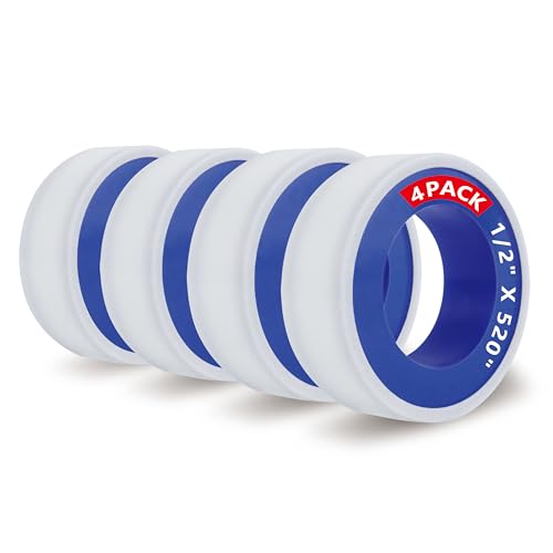 ALLICAVER 4 Rolls Premium Plumbers Tape, 1/2" x 520" Teflon Tape, PTFE Thread Seal Tape, High-Density Thread Sealant, for Shower Head, Water Pipes DIY Plumbing Accessories Come with Plumbers Hemp - size: 1/2" x 520"