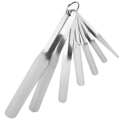 Caulking Spatula Tool Kit, 7 Pcs Stainless Steel Multi Purpose Caulking Tools, Scraper Head Widths 3/8“ to 1-1/2”, Suitable for Kitchens, Bathrooms, Windows