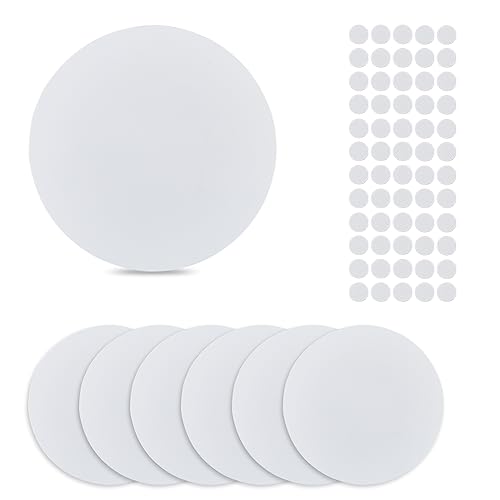 SUPERFINDINGS 8Pcs Plastic Flat Blank Wall Hole Cover Sheets with 60PCS Plastic Stickers 5.98inch PVC Material Dustproof Cover Plate Flat Round Frosted Blank Plate for Wall Plasterboard Hole Covering