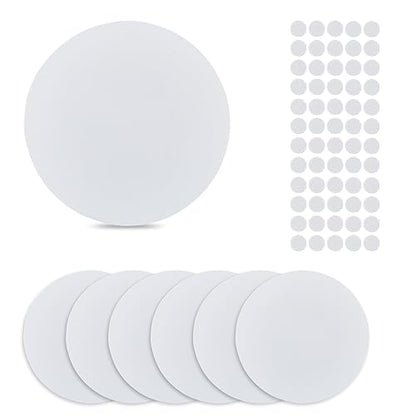 SUPERFINDINGS 8Pcs Plastic Flat Blank Wall Hole Cover Sheets with 60PCS Plastic Stickers 5.98inch PVC Material Dustproof Cover Plate Flat Round Frosted Blank Plate for Wall Plasterboard Hole Covering