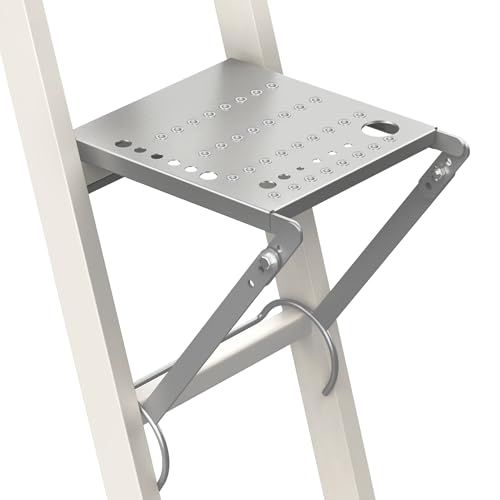 Ladder Platform Attachment, Ladder Accessories,Anti-Slip Extension Ladder Step, Heavy Duty Ladder Work Stand Ladder Paint Tray Holder 400 Pound (Silver Gray) - color: Silver/Gray