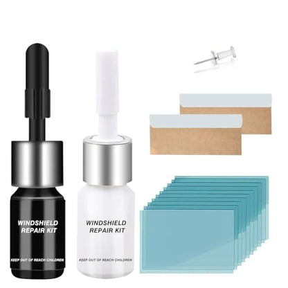 Windshield Repair Kit for Chips and Cracks – Windshield Chip Repair Kit & Windshield Crack Repair Kit – 2 Bottles Glass Repair Liquid for Cracks – DIY Long-Lasting with Invisible Repairs
