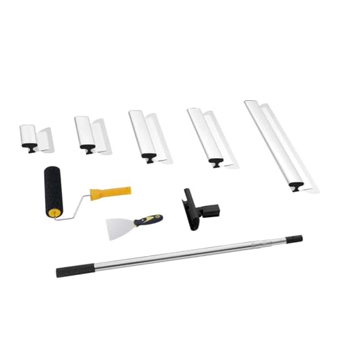 Drywall Skimming Blade Set, 7/10/14/16/24in Skim Coat Tools with Extension Pole, Stainless Steel Putty Knives for Gyprock, Plasterboard Wall Repair