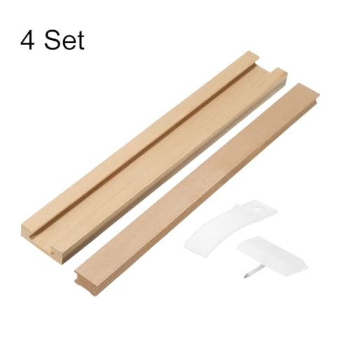 uxcell 4 Set Wooden Drawer Slides, 15-3/4 (40 CM) Classic Wood Center Guide Track with Plastic Slide Glide Bracket, Wood Drawer Glides Bottom Rails Replacement Kit - size: 15-3/4