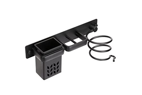 YUET Hair Dryer Holder Hairdryer Station Wall Mounted Shelf Bracket Straightener Stand Hanger Organizer Blow Storage w/Cable Tidy Rack For Dressing Table Bathroom Aluminum Professional,Black With Cup - color: Black With Cup