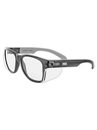 MAGID Y50 Safety Glasses for Construction | Black Frame — 2 Pair Combo - 1 Clear Lens, 1 Gray Lens | Side Shields, ANSI Z87.1+, Anti-Fog, Scratch-Resistant, 99.9% UV Protection, Polycarbonate Lens - color: Combo Lens | Clear & Gray, size: 2 Pairs