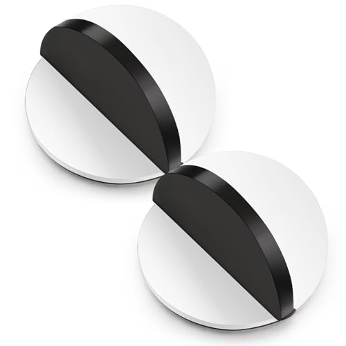 MorningRo 2 Pcs Self Adhesive Door Stoppers, Stainless Steel Floor Door Stop Wall Protector, Half Dome Floor Gate Stopper for Living Room, Bedroom, Bathroom, Office (Ivory) - color: Ivory
