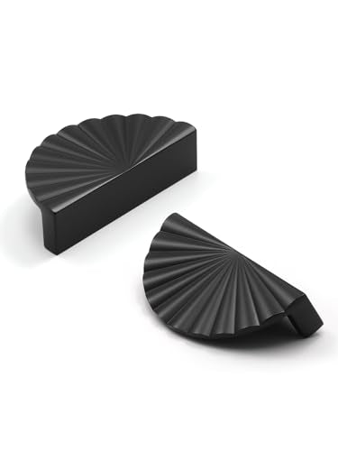 5 Pack Black Cabinet Pulls 2.5" Hole Center Cup Flat Matte Black Drawer Pulls Kitchen Cupboard Bathroom Dresser Cabinet Hardware Handles Zinc Alloy - color: Black, size: 2.5"(64mm) Hole Center
