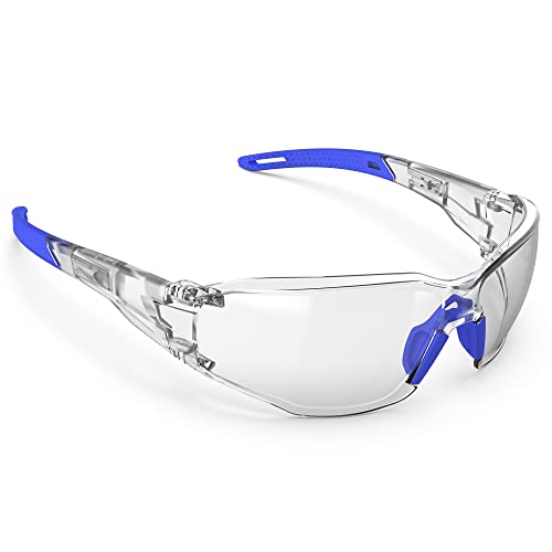 Safety Glasses Anti-Fog Lens,Adjustable Frames Eye Protection Goggles For Men Women - color: Blue