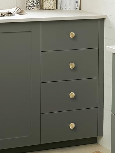 5 Pack Brushed Gold Cabinet Knobs Brass Flat Drawer Pulls Kitchen Cupboard Bathroom Dresser Cabinet Hardware Handles Zinc Alloy - color: Brushed Gold, size: Knob
