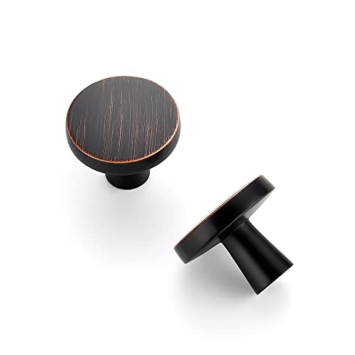 Ravinte 25 Pack Drawer Pulls 1-1/4 Inch Kitchen Cabinet Knobs Solid Round Dresser Drawer Knobs Oil-Rubbed Bronze Dresser Knobs Drawer Knobs Simple Cabinet Hardware for Cupboard Drawer Pulls - color: Oil Rubbed Bronze