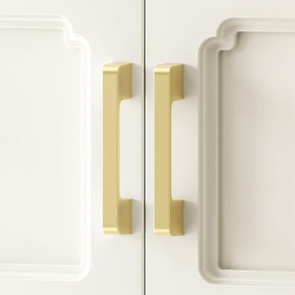 Rergy 10 Pack Golden Cabinet Handles Brushed Brass Cabinet Pulls - 4inch Kitchen Drawer Pulls Modern Dresser Drawer Hardware Zinc Alloy Pulls for Kitchen, Livingroom, Bathroom - color: Brushed Gold, size: 4"/102MM Hole Center