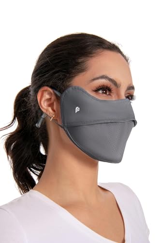 UPF 50+ Sun Protection Face Mask, Cooling UV Face Cover Adjustable for Outdoor Sports - color: Dark Grey, size: 1 Count (Pack of 1)