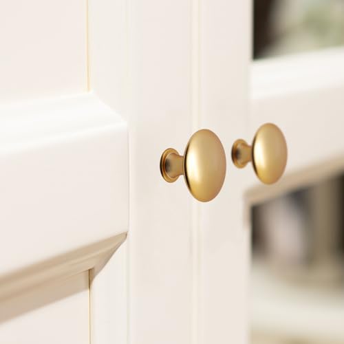 8 Pcs Champagne Cabinet Knobs, Round Dresser Knob Kitchen Drawer Knobs, Single Hole Cupboard Door Knob Dresser Drawer Pulls Handles (Champagne) - color: Champagne, size: 8 Pack