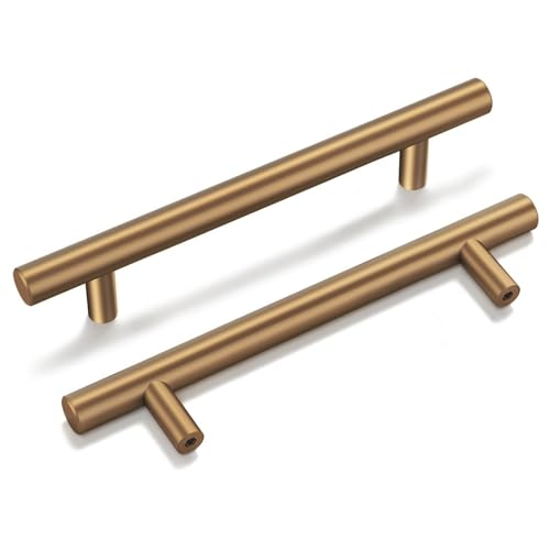 Goldenwarm 5 Pack Champagne Bronze Cabinet Pulls Gold Cabinet Handles 4 inch(102mm) Champagne Drawer Handles Brushed Bronze Drawer Pulls Kitchen Dresser Door Hardware - color: Champagne Bronze, size: 4in Hole Centers