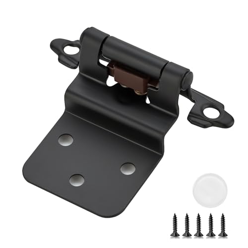 4 Pack (2 Pairs) 3/8 Inch Insert Kitchen Cabinet Hinges, Matte Black Self Closing Hinges for Kitchen Cabinet Doors, Semi-Concealed Cupboard Hardware, Face Mount Hardware, Black - color: Matte Black, size: 3/8 inch Insert