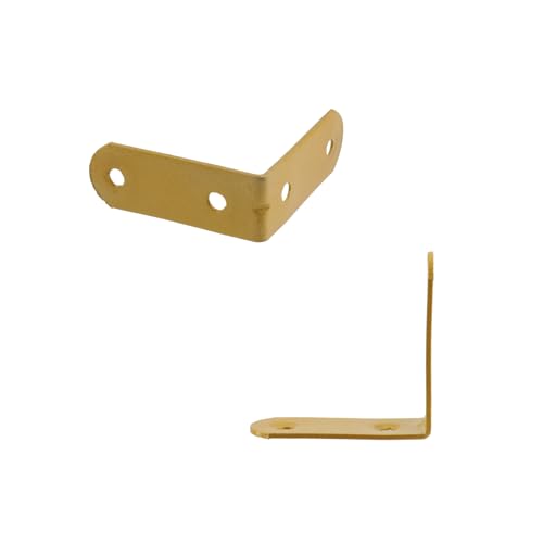 Wealrit 20 PCS L Shape Bracket Corner Braces Gold Right Angle Brackets, Wood Furniture Fastener with Screws for Cabinet Chair Drawer Length- 1.85" - size: 1.85"