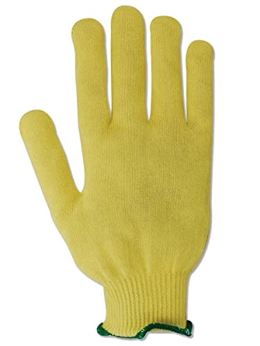 MAGID 1365KV-9 Cut Master 1365KV Lightweight Kevlar High-Density Knit Gloves - Cut Level 2, Men's (Fits Large), Yellow , 9 (Pack of 12) - size: 9/L