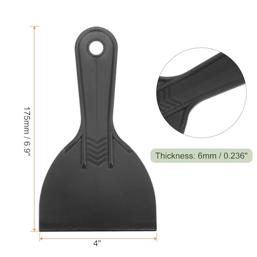 HARFINGTON 10pcs Putty Scraper 4" Width 6mm Thin Flexible Plastic Putty Knives for Taping Drywall Spreading Painting Wall Scratching - color: Black, size: 4"