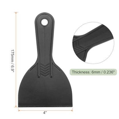 HARFINGTON 10pcs Putty Scraper 4" Width 6mm Thin Flexible Plastic Putty Knives for Taping Drywall Spreading Painting Wall Scratching - color: Black, size: 4"