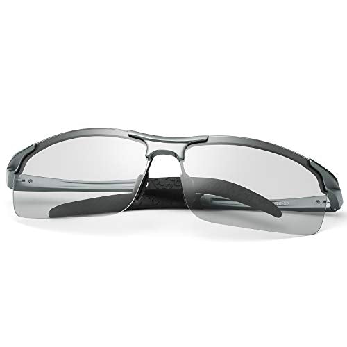 YIMI Men Photochromic Polarized Sports Sunglasses Cycling Fishing Driving Glasses UV Protection Eyeglasses Anti Glare Eyewear - color: 8177 Gun Color